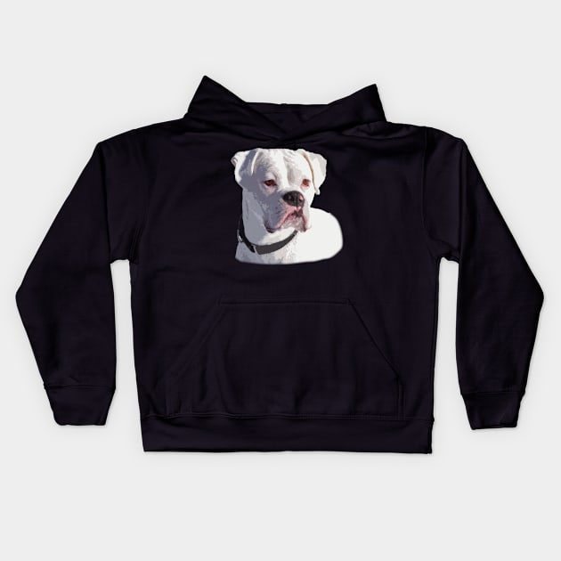 All White Boxer Dog Portrait Kids Hoodie by 3QuartersToday